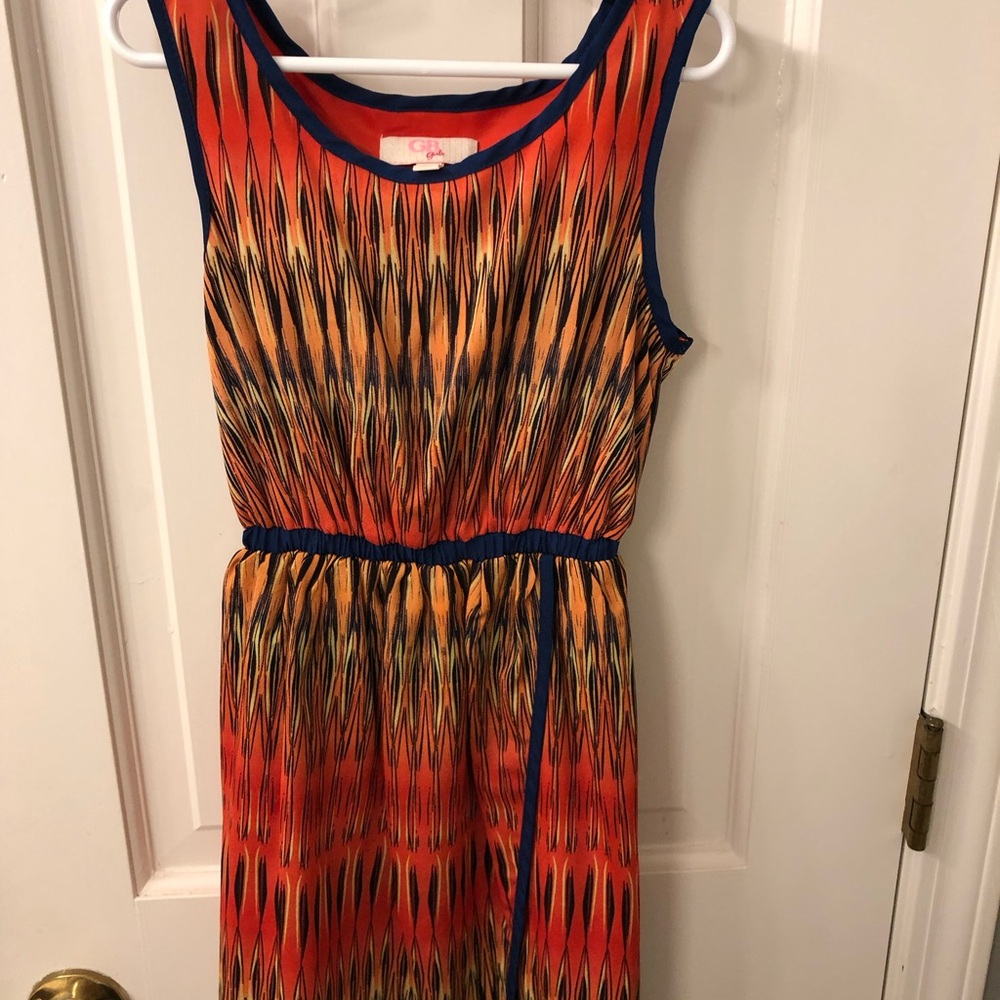 Colorful Kids Dress with Orange and Blue Pattern